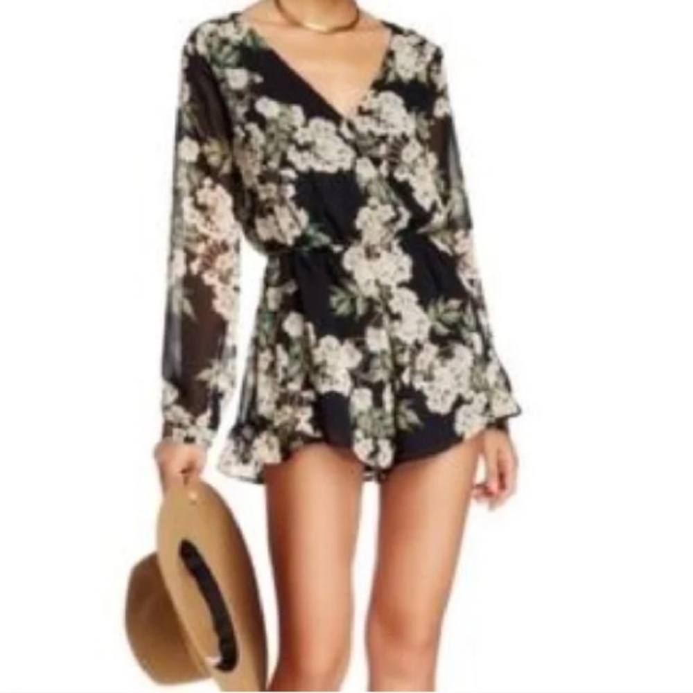 ASTR Black Floral Romper